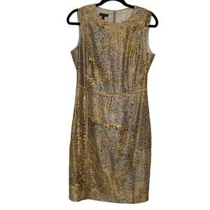 Escada Silk Cotton Blend Anthracite Shift Dress High Neck Tank sleevless sz 40